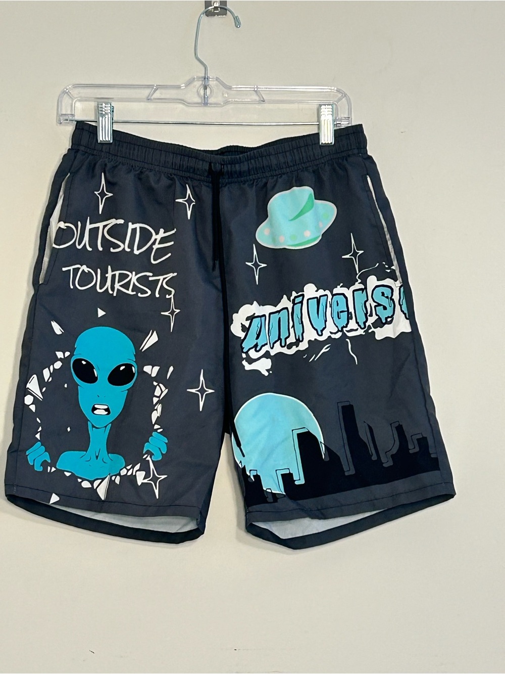ROMWE Alien Graphic Swim Trunks Men’s Small